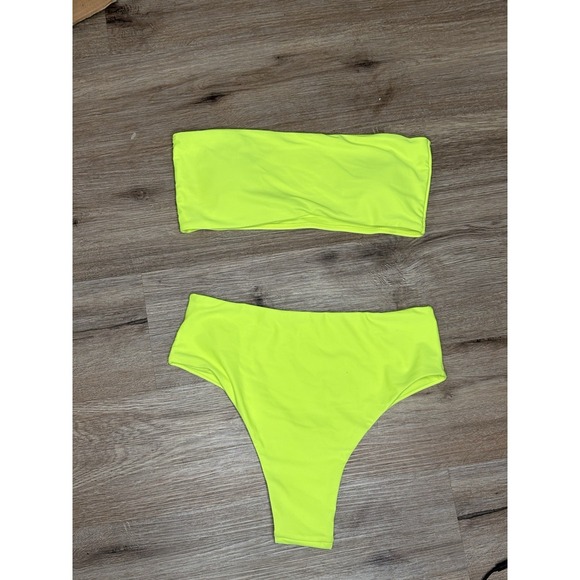 The Unbranded Brand Other - Two-piece neon green high-waisted bikini set a sporty  design  swimsuit size s